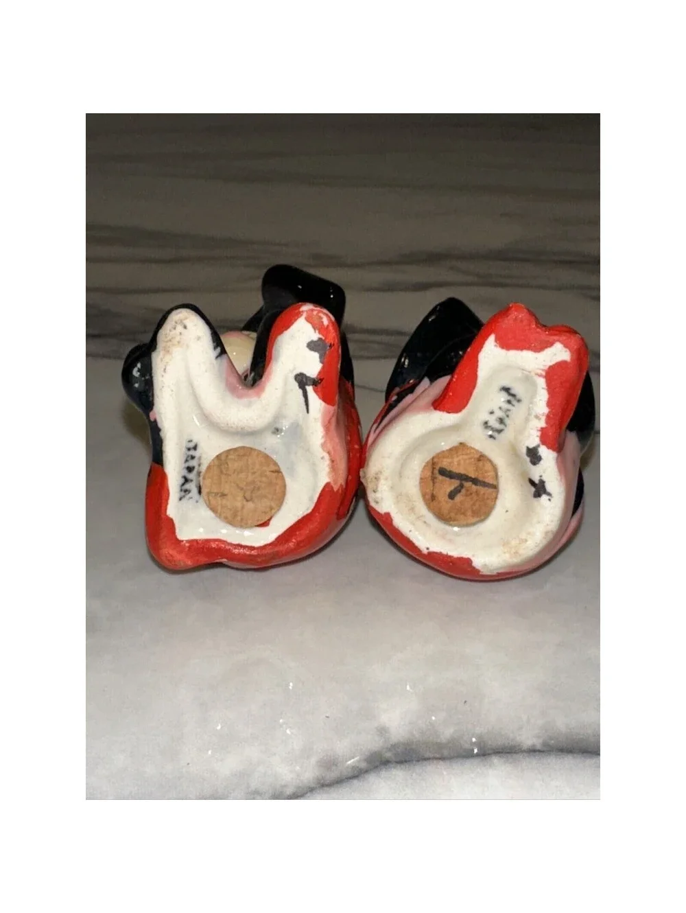 2 1950s Lady Bug Pixie Fairy Salt & Pepper Shakers Cork Stopper Madein Japan